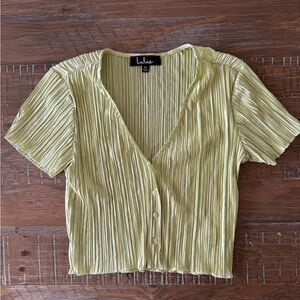 Lulu's Lime Button-Down Pleated Top